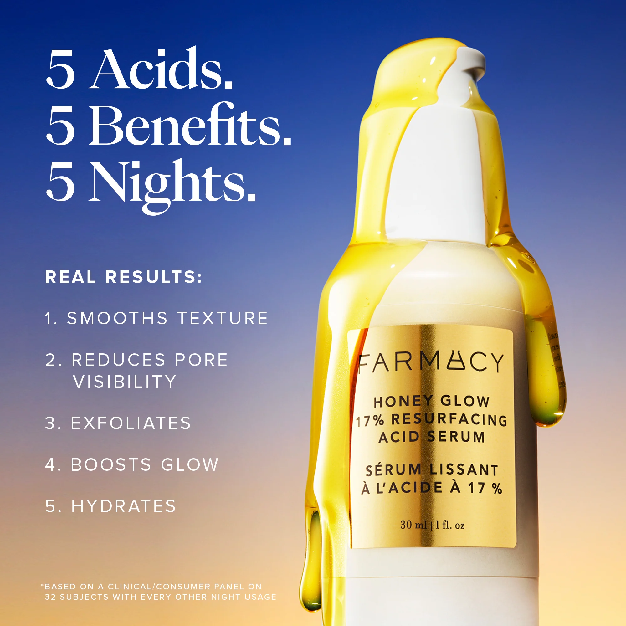 Honey Glow 17% AHA + BHA Resurfacing Acid Serum Trial Size - Image 3